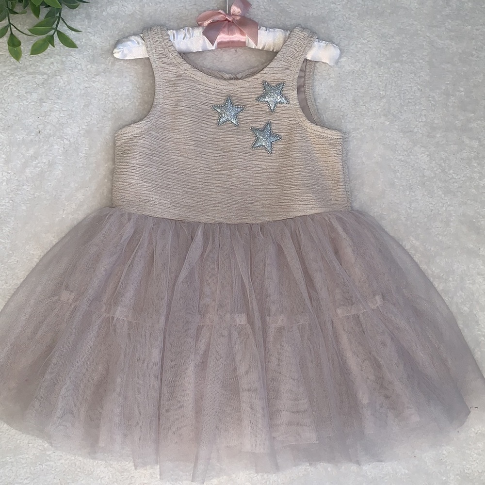 Pippa & Julie Tan/Mocha Tulle Tank Dress GUC 18M